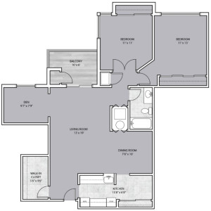 2 Bedroom apartment with Den and walk in closet