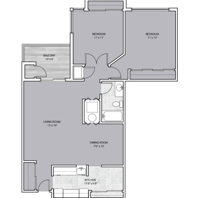 2 Bedroom with Balcony and large living area